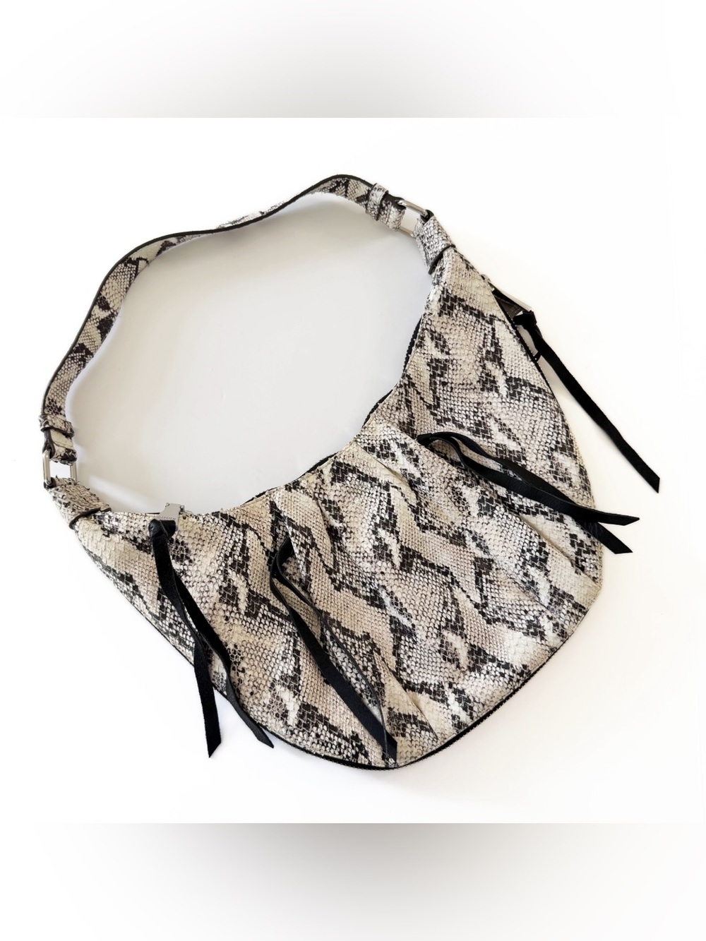 Aimee Kestenberg Snake Print Leather Hobo Shoulder Bag